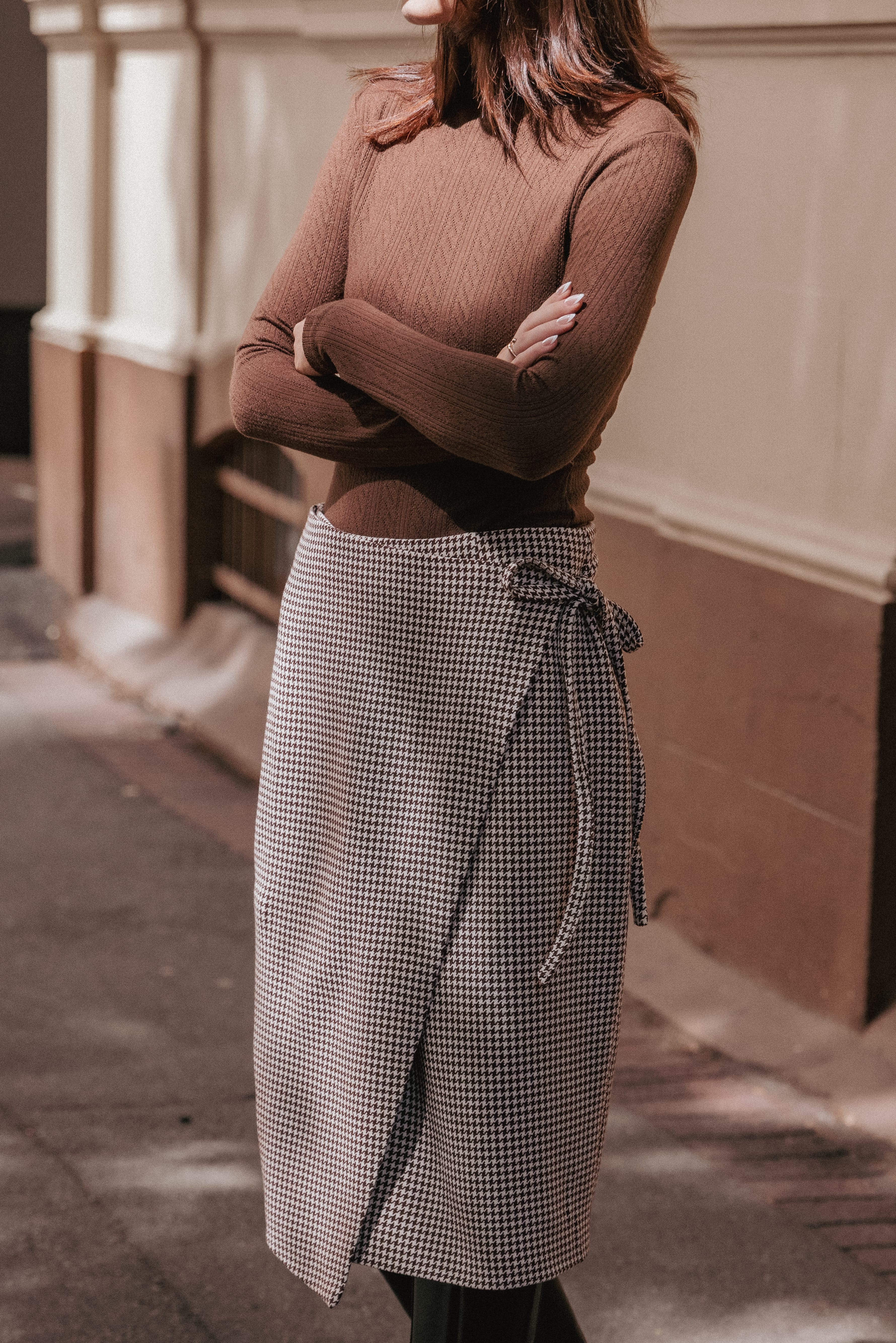 Aquila Pointelle Knit Top - Chocolate