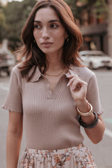 Aradia Scallop Collar Polo - Grey Morn