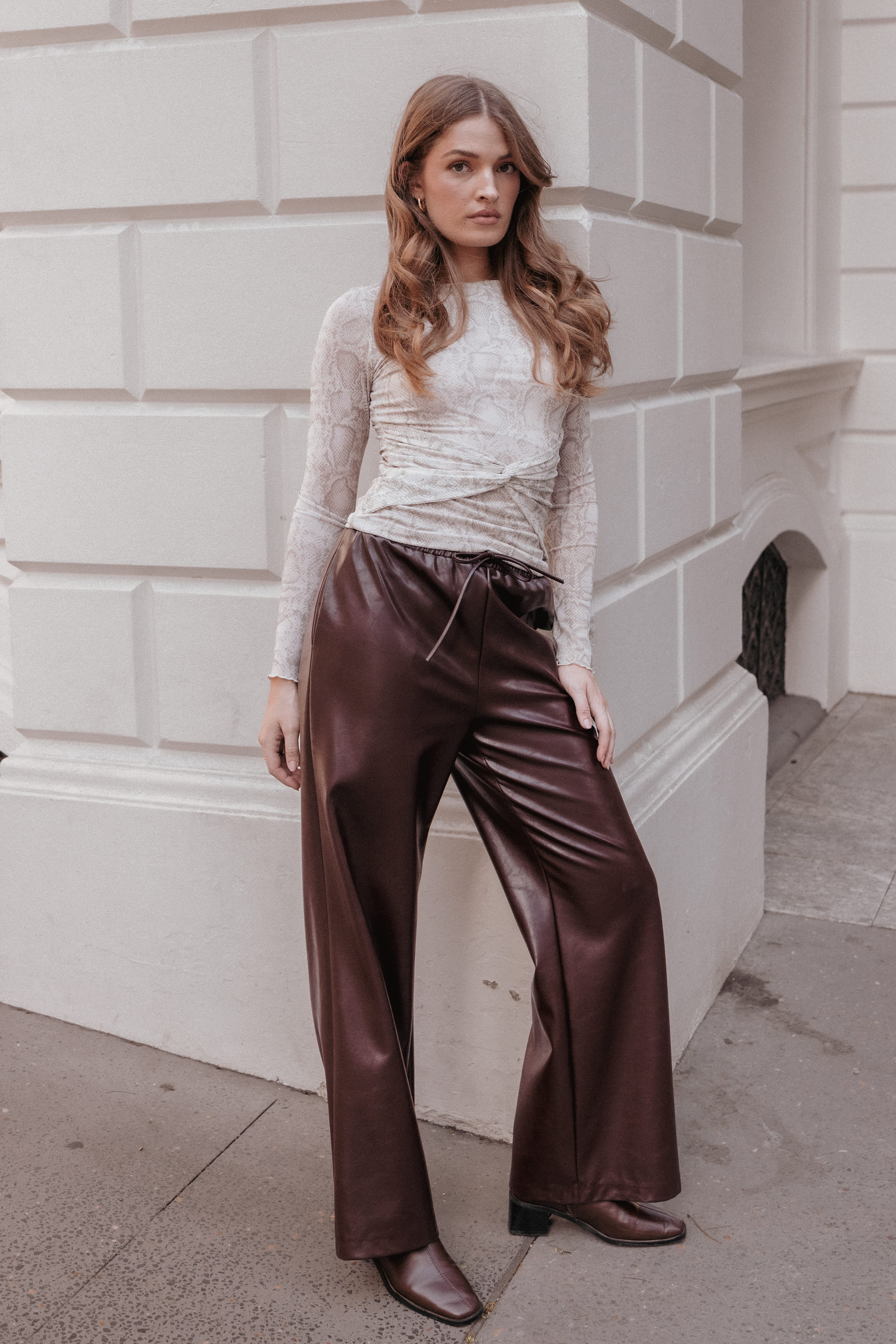 Bellie Twisted Mesh Top - Snake Print