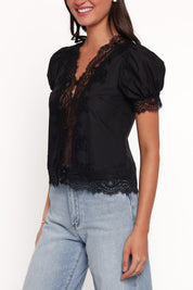 Bilson Lace Trim Top - Black