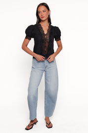 Bilson Lace Trim Top - Black