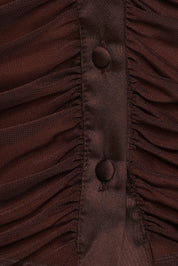 Carolyn Mesh Ruched Top - Chocolate
