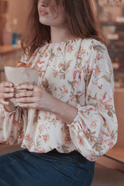 Dallas Long Sleeve Top - Cream Floral