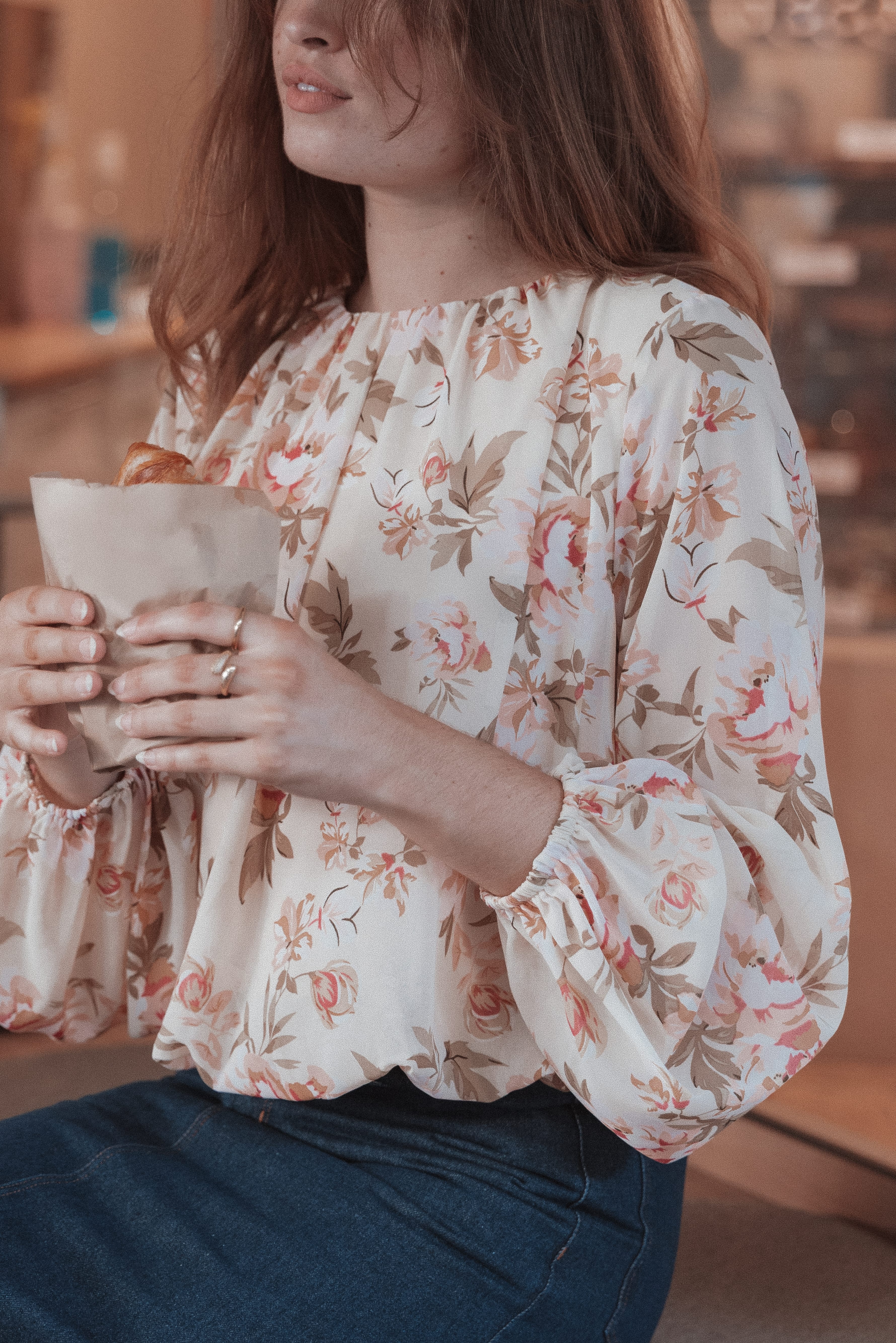 Dallas Long Sleeve Top - Cream Floral
