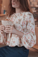 Dallas Long Sleeve Top - Cream Floral