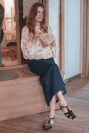 Dallas Long Sleeve Top - Cream Floral