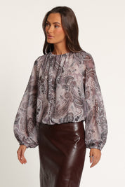 Dallas Long Sleeve Top - Purple Paisley
