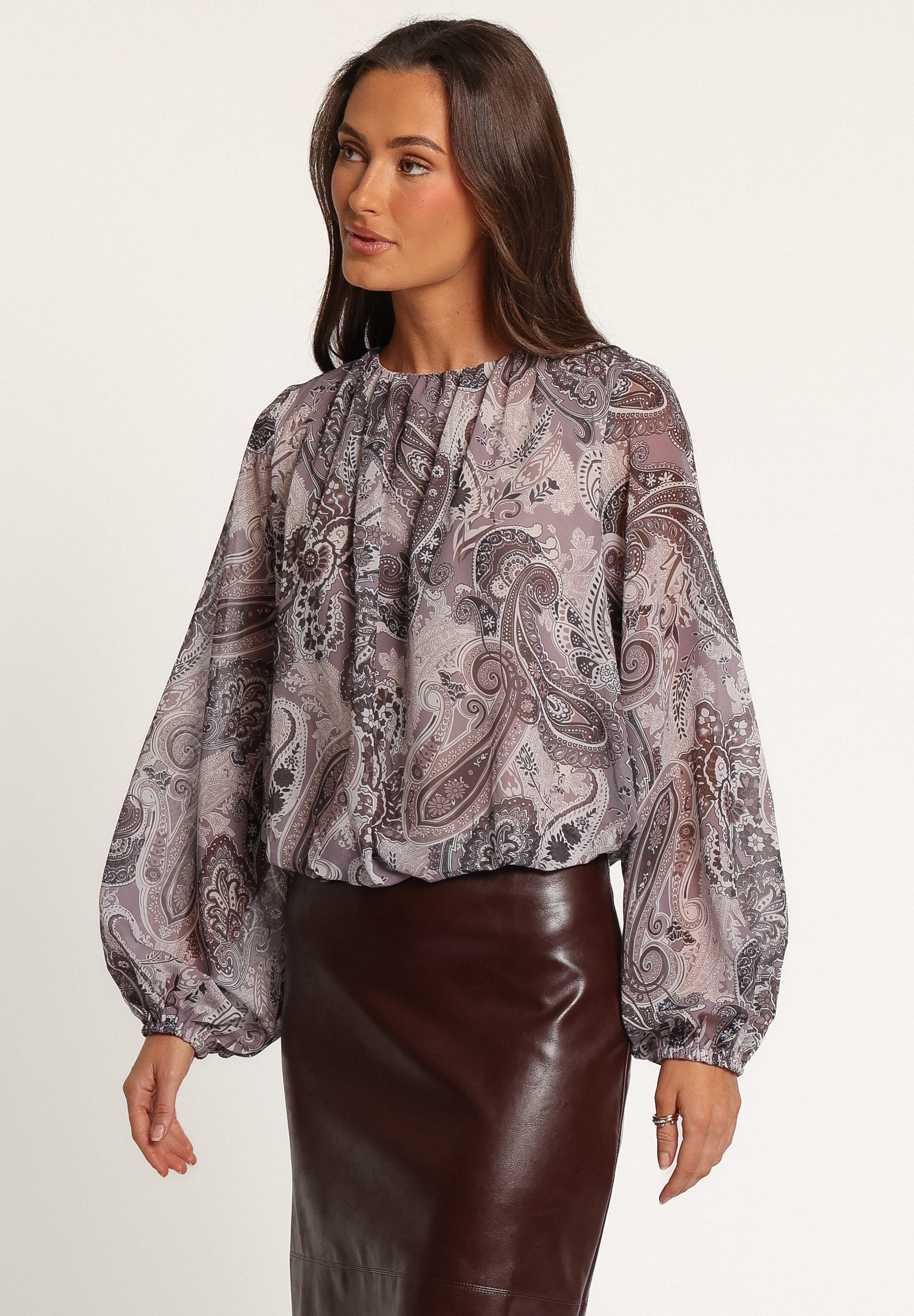 Dallas Long Sleeve Top - Purple Paisley