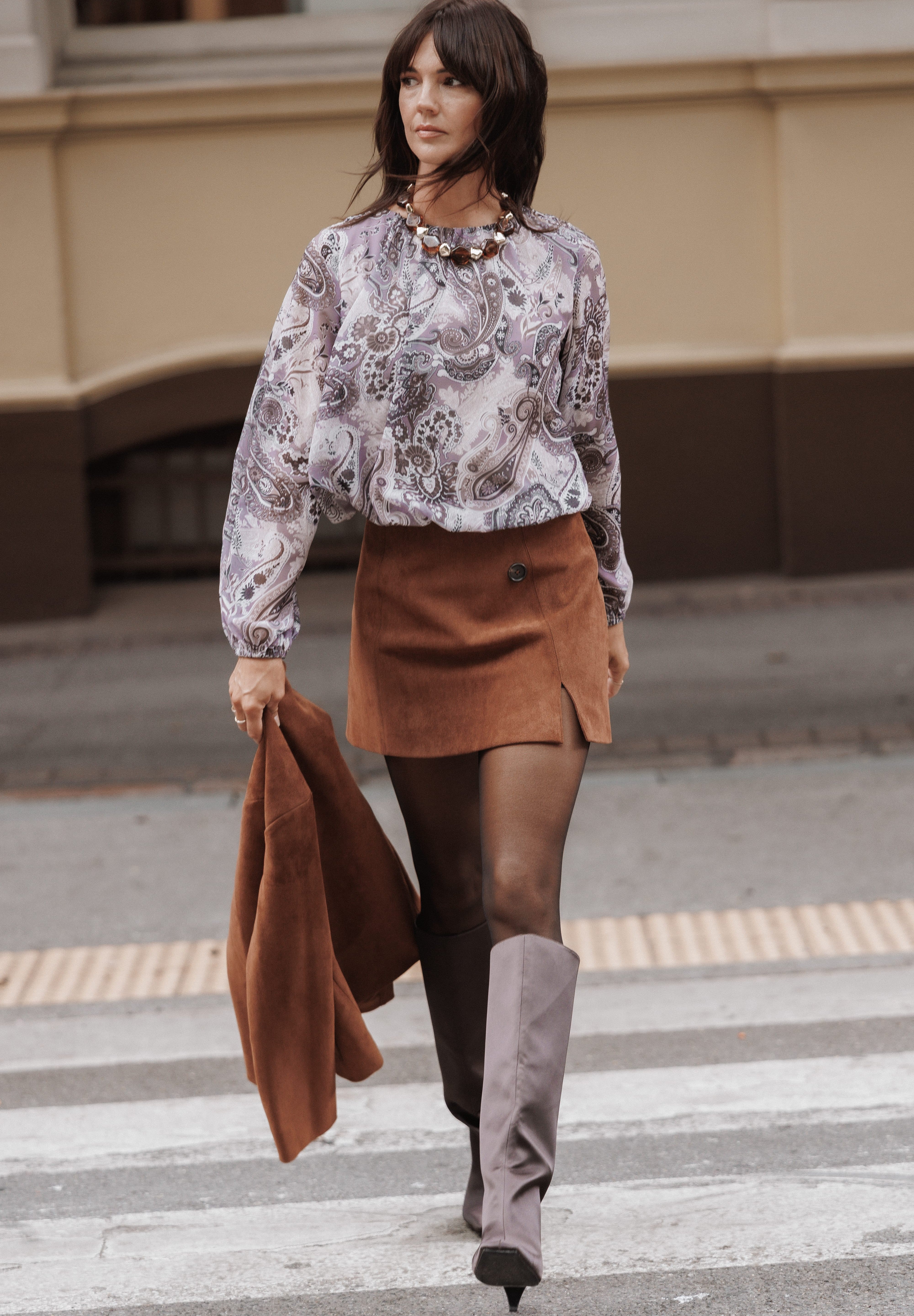 Dallas Long Sleeve Top - Purple Paisley