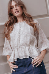 Ethelinda Drawcord Waist Top - Snake Print