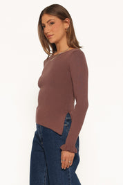 Fiana Knitted Top - Brown
