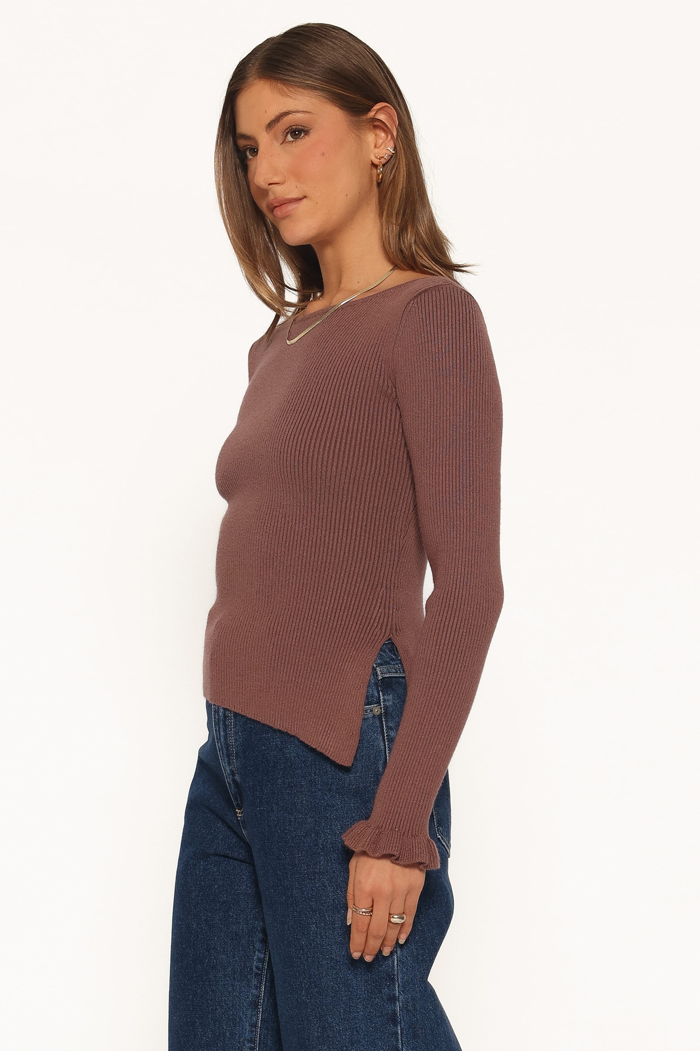 Fiana Knitted Top - Brown