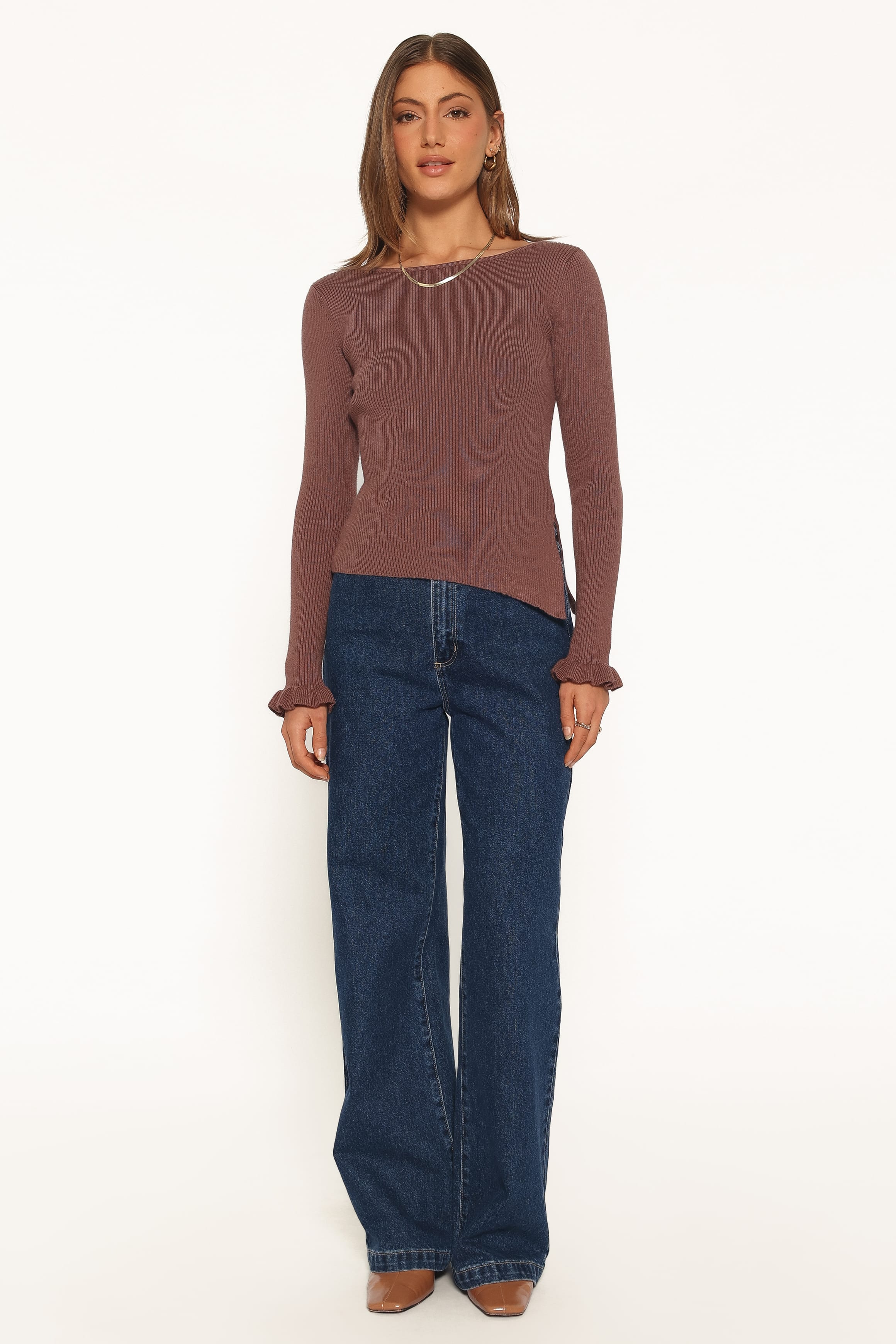 Fiana Knitted Top - Brown