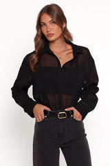 Lee Sheer Panel Shirt - Black