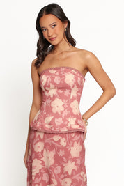 Mera Peplum Top - Terracotta Floral