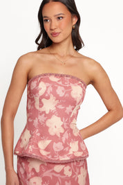 Mera Peplum Top - Terracotta Floral