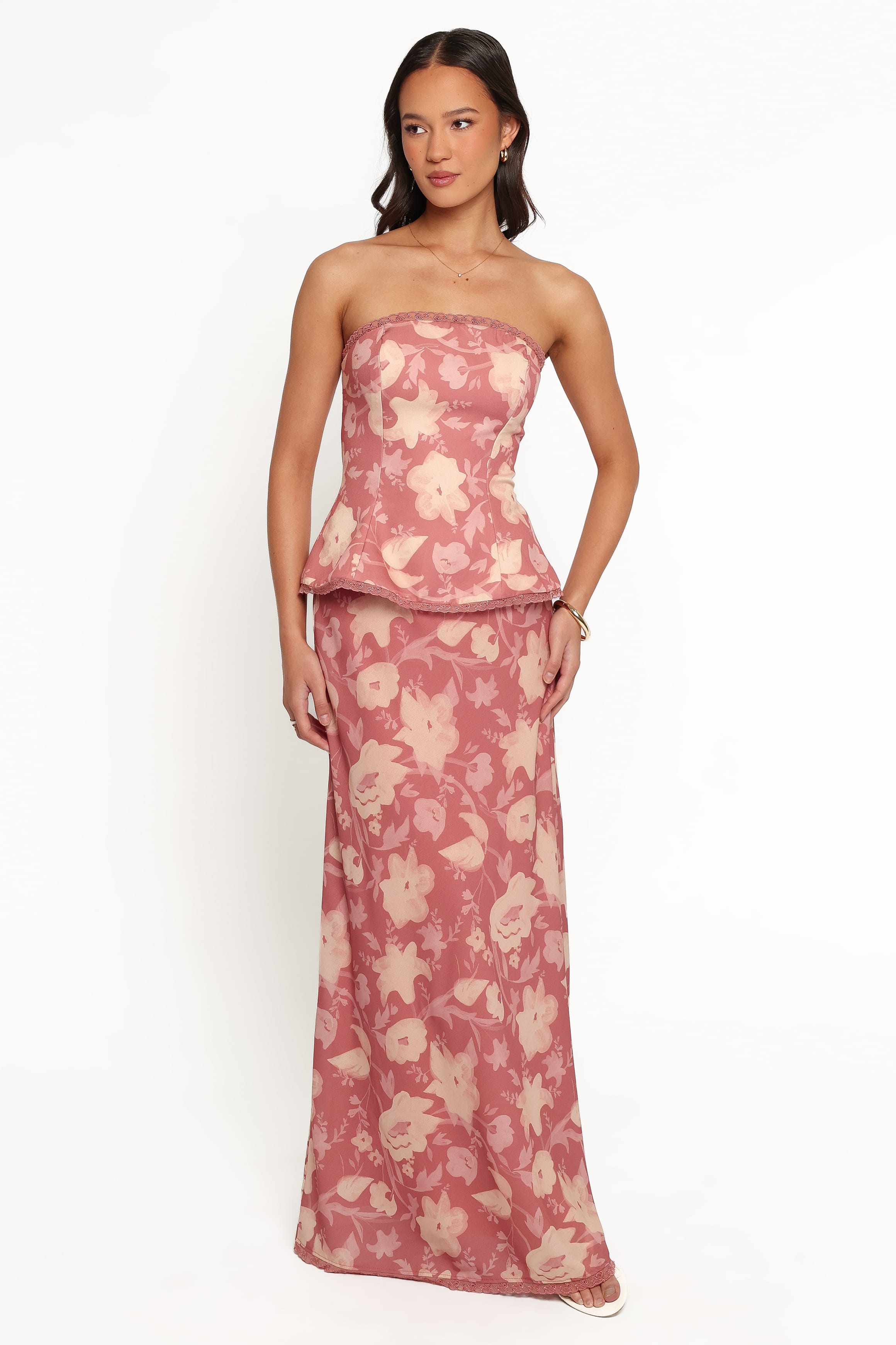 Mera Peplum Top - Terracotta Floral