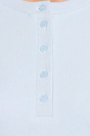 Nicoletta Henley Top - Pale Blue