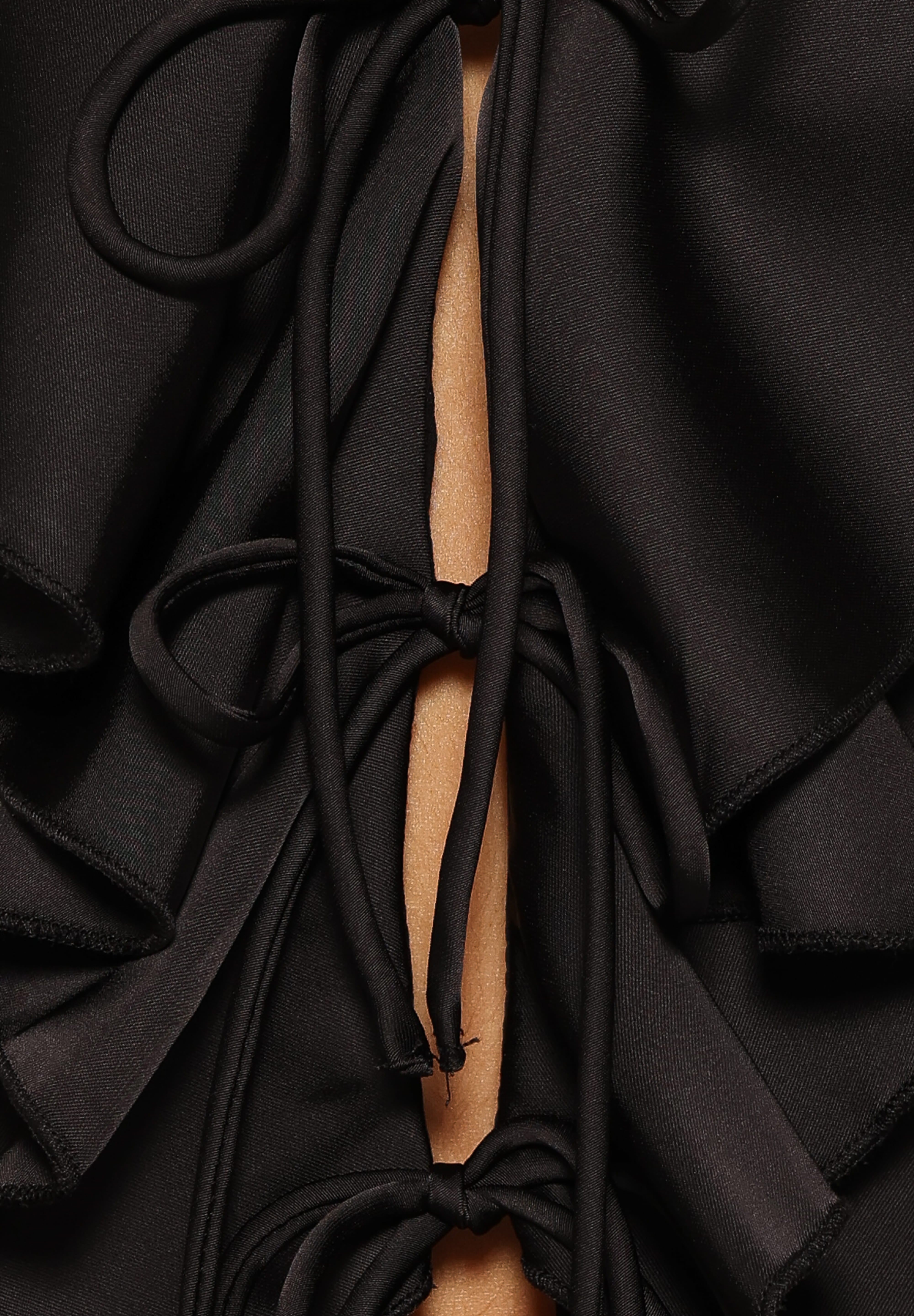 Orelia Ruffle Front Top - Black