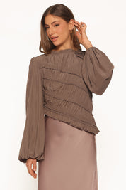 Romee Ruched Top - Brown