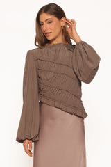 Romee Ruched Top - Brown