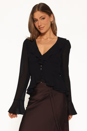 Vilma Ruffle Top - Black